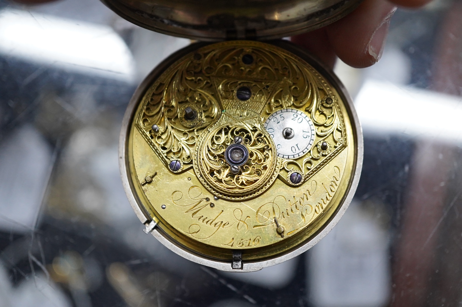 A George III engine turned silver pair cased keywind chronometer pocket watch by Mudge & Dutton
